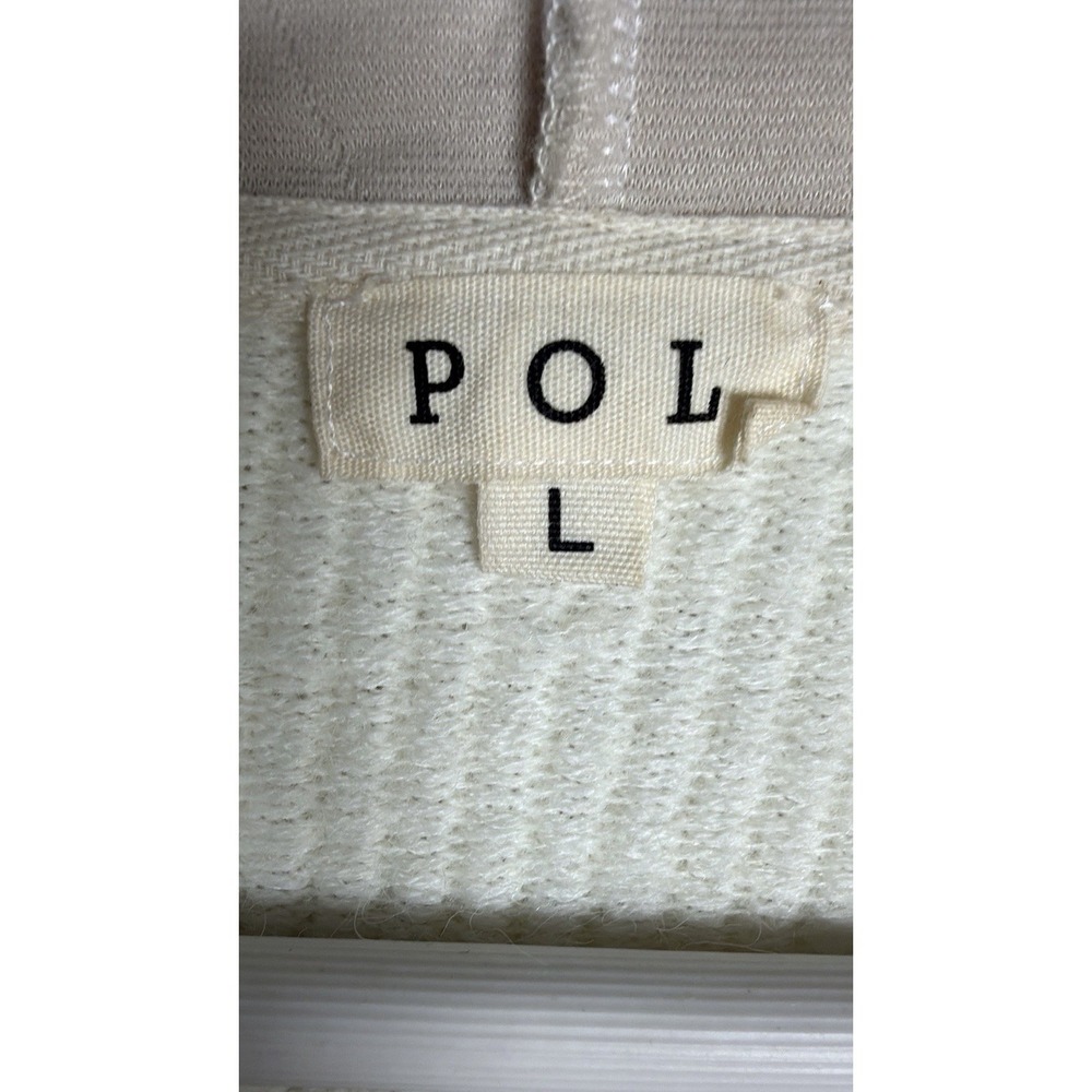 Pol Quilted Hooded Lightweight Cuddle Up Quilted Mixed Media Cream Jacket Large - Picture 8 of 12